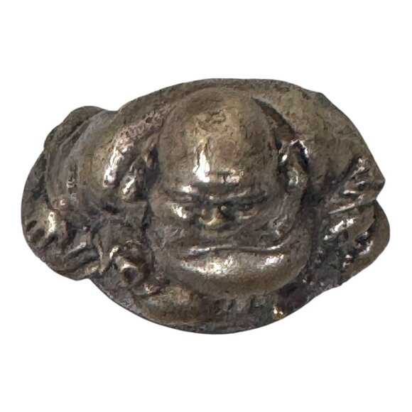 Brass Laughing Buddha Figurine Good Fortune Miniature Zen Monk Paperweight VTG - Picture 5 of 8